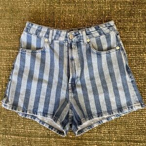 Zara Blue Striped Jean Shorts